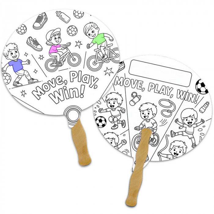 Custom Bubble Shape Full Color Double Sided 16pt Coloring Hand Fans