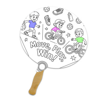 Custom Bubble Shape Full Color One Sided 16pt Coloring Hand Fans