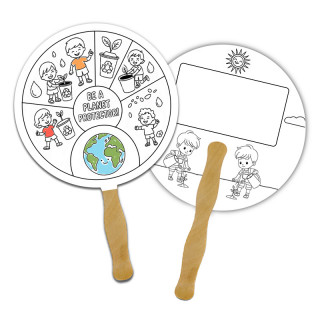 Custom Circle Shape Full Color Double Sided 16pt Coloring Hand Fans