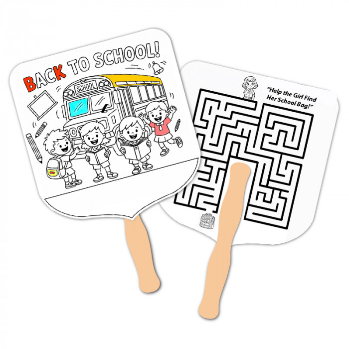 Custom Elect Shape Full Color Double Sided Coloring Hand Fans - 16 pt