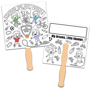 Custom Square Shape Full Color Double Sided Coloring Hand Fans - 16 pt