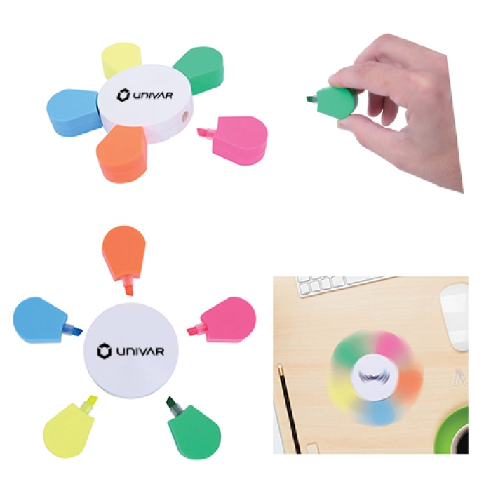 Promotional Logo 5 Color Spinning Highlighters