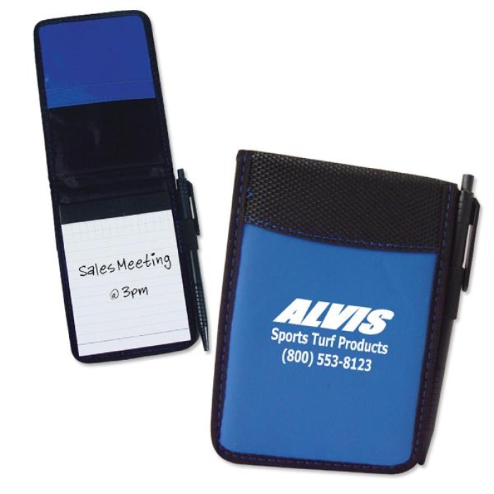 Customized Vinyl Notepad with Pen - Blue