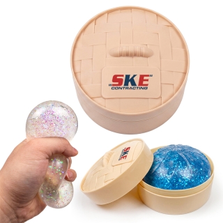 Custom Printed Dumpling Delight Glittery Stress Relievers