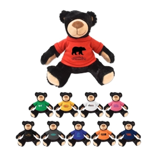 Imprinted 11 Inch Polyester Rufus Black Bears