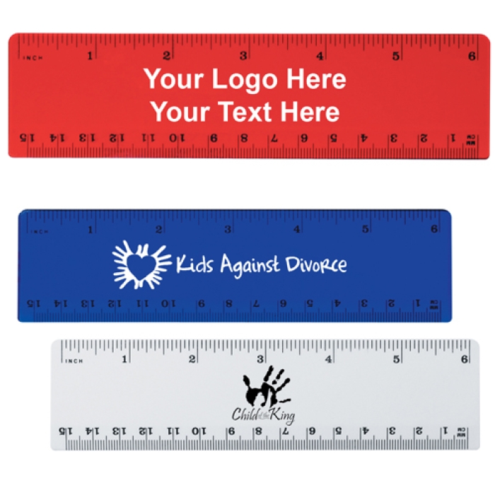 6 Inch Custom Printed Plastic Rulers - 3 Colors